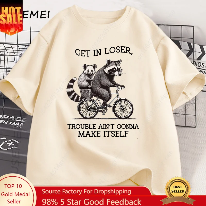 Tee Graphic Print - Get in Loser T Shirt Komik