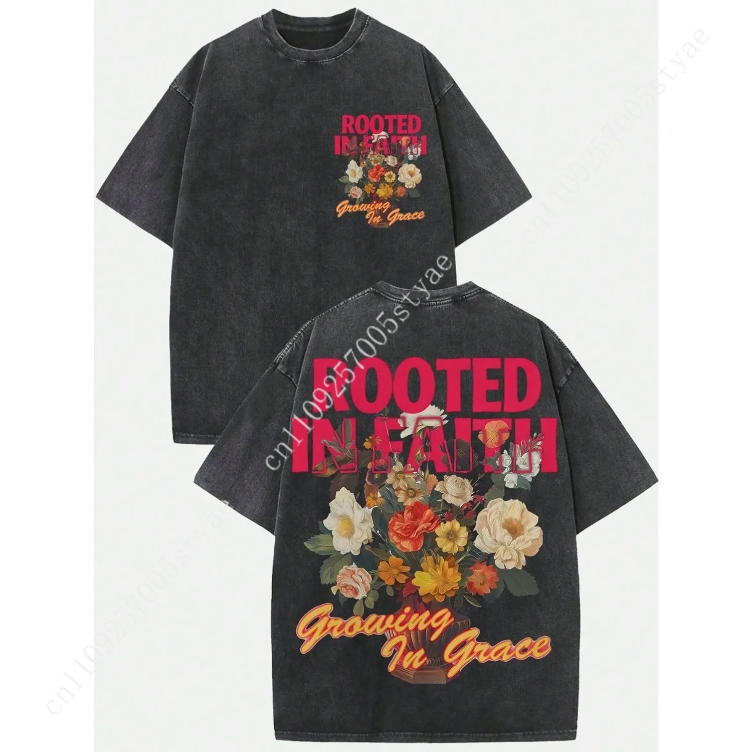 Tee Graphic Print - Kadınlar için Vintage Yıkanmış 230gsm Ağır